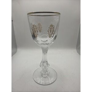Tiffin Palais Versailles Etched 24k Gold Cut Ovals Water Wine Goblet